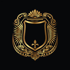 golden vintage frame with floral ornament on black background, vector illustration
Vector golden vintage frame for design template. Elegant element for design in Eastern style, place for text. Floral 