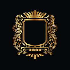 Vector golden vintage frame for design template. Elegant element for design in Eastern style, place for text. Floral golden border. Lace illustration for invitations and greeting cards.