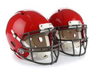Fototapeta premium Two red football helmets