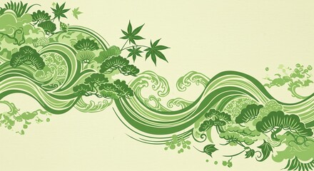 Green wave nature artistic design background