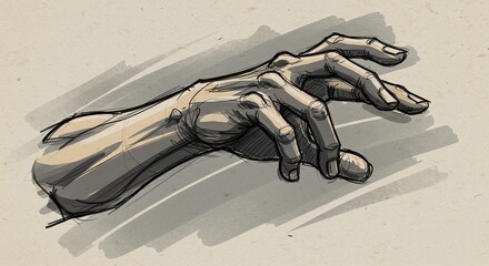 Illustration of a hand in grasping pose