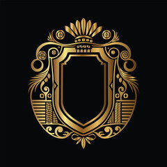 Obraz premium Vector golden vintage frame for design template. Elegant element for design in Eastern style, place for text. Floral golden border. Lace illustration for invitations and greeting cards.