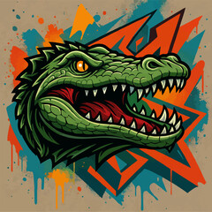 Crocodile graffiti art vector...