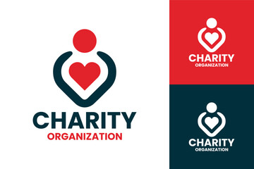 Minimalist Charity Logo with Hands Cradling Heart for Charity Organizations