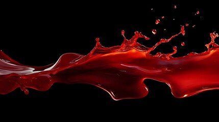 Dynamic red liquid splash against a black background.