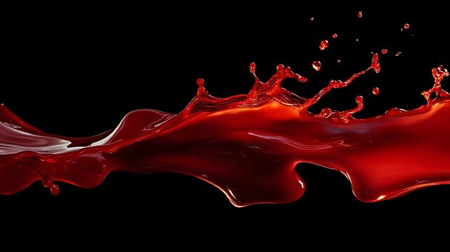 Dynamic red liquid splash against a black background.