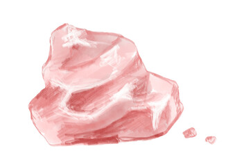 綺麗な天然のピンク岩塩の手描き水彩イラスト(透過PNG)