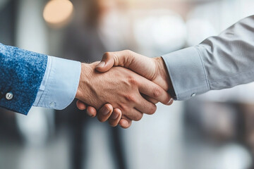 Close up view of handshake between two businessmen illustrating collaboration