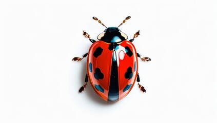 An Illustration of a Vibrant Red and Black Ladybug with Detailed Features