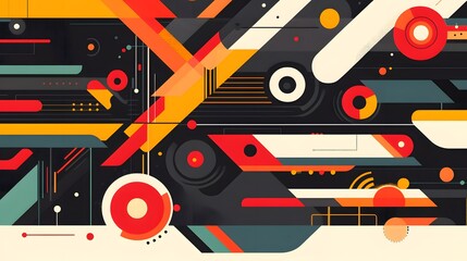 Obraz premium Abstract design with geometric shapes and vibrant colors.