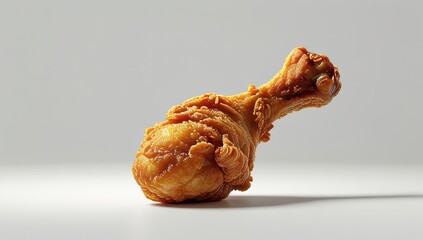 Crispy Fried Chicken Leg on White Background, Perfect for Fast Food Advertisements
