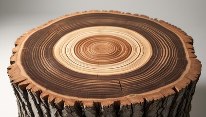 Close up of a tree stump with visible growth rings revealing its age