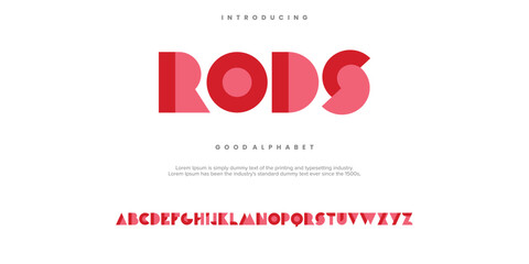 RODS abstract digital alphabet font. Minimal technology typography, Creative urban sport fashion futuristic font and with numbers. vector illustration