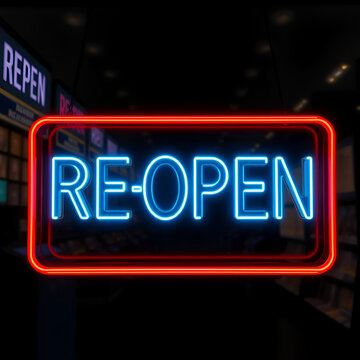 Reopen In Red Rectangle Shape For Promotion Information Announcement Business Marketing Social Media