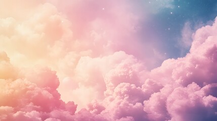 Fototapeta premium A pastel sky filled with fluffy clouds.