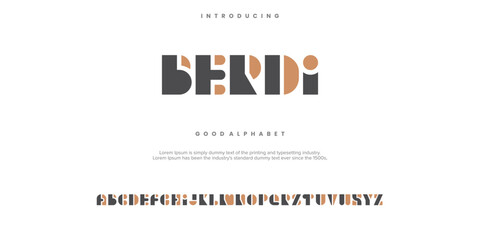 BERDI minimal abstract alphabet fonts. Typography  logo creative font. vector illustration