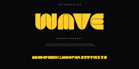 WAVE minimal abstract alphabet fonts. Typography  logo creative font. vector illustration