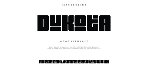 DUKOTA minimal abstract alphabet fonts. Typography  logo creative font. vector illustration