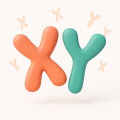 3D Render of Pastel Orange and Teal XY Chromosomes