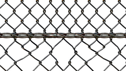 Realistic chain link seamless pattern, chain-link fencing texture isolated on transparency background, metal wire mesh fence design element vector illustration