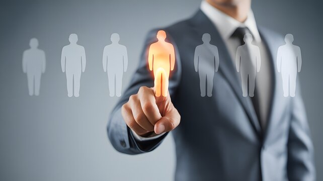 Human Resource Recruitment And Candidate Selection Concept With Businessman Choosing Right Person From Digital Virtual Interface