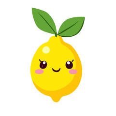 Vector illustration of cute lemon cartoon character isolated on white background.