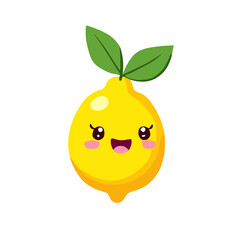 Vector illustration of cute lemon cartoon character isolated on white background.