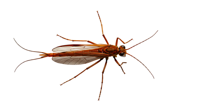 Detailed Closeup of a RustyColored Insect with Transparent Wings