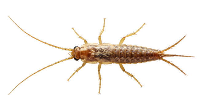 Detailed Dorsal View of a Light Brown BristlyLegged Insect