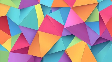 Obraz premium Colorful, geometric design composed of overlapping triangles.