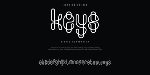 KEYS monoline abstract minimal modern alphabet fonts. Typography technology vector illustration