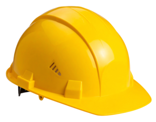 Bright yellow construction helmet for safety.