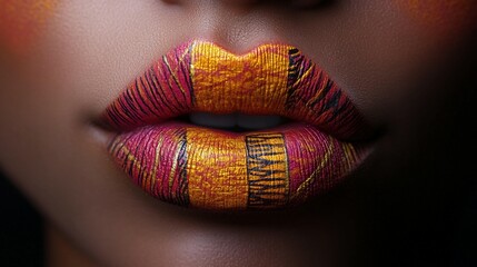 Close-up of vibrant lips artfully painted