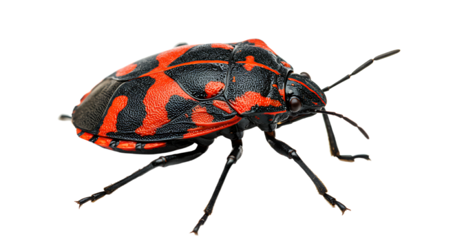 Detailed Macro Shot of a Vividly Patterned Shield Bug