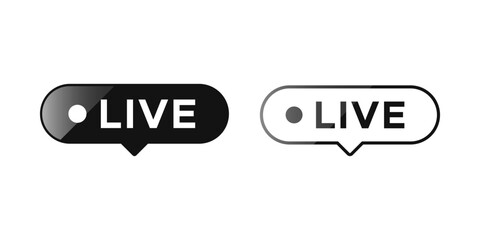 Black Live Streaming Icon Badge – Modern LIVE Broadcast Symbol for Online Media