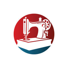 Sewing Machine Illustration Red Circle