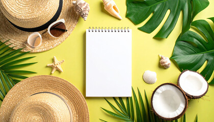 Summer Texture Mockup – Vibrant Seasonal Background Design with Tropical Elements for Product Display, Branding, and Packaging Templates