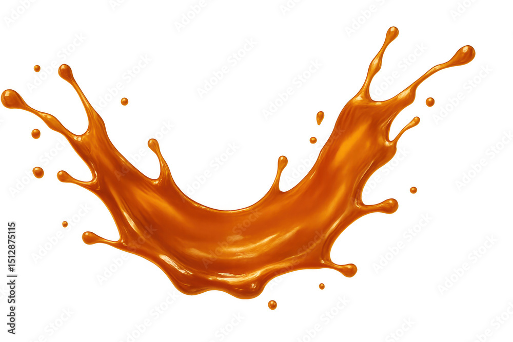 Poster dynamic orange liquid splashing, creating a vibrant and refreshing visual with a transparent backgro