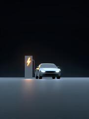 3D cartoon new energy electric car and charging station illustration