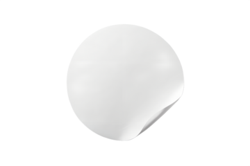 Blank White Round Sticker with Peel-Off Corner Perfect for Mockups and Designs