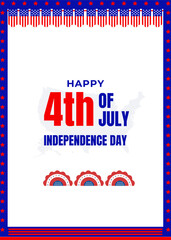 Obraz premium Happy 4th of July background design. United States of America Independence Day Celebration. Banner, poster, greeting card. Flag border Vector illustration.