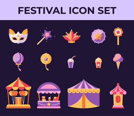 Festival Icon Set – Colorful, Fun & Festive Vector Icons for Celebration Themes