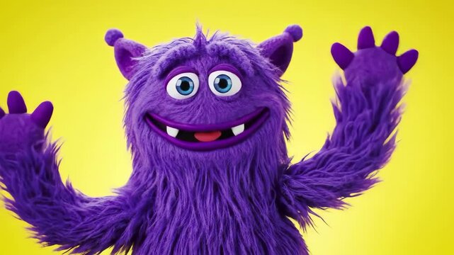 Purple monster puppet illustration