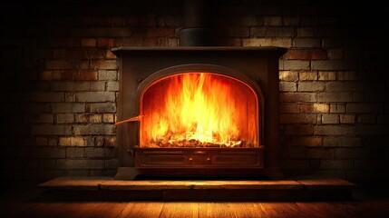 Cozy Fireplace Emitting Warmth on a Winter Day