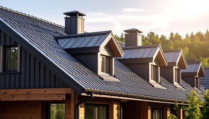 Modern Homes with Dark Metal Roofs and Dormer Windows