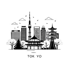 Tokyo City Skyline Silhouette