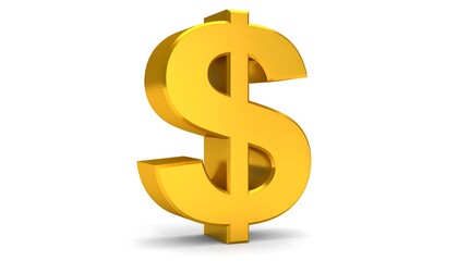 Obraz premium Golden Dollar Symbol Isolated on White.