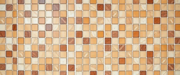 Fototapeta premium Abstract brown geometric mosaic ceramic kitchen tile pattern , ceramic tile, interior