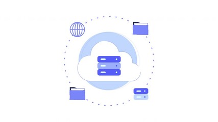 Cloud sync icon animation vector servers. Ideal for technology presentations, cloud computing concepts, and digital collaboration materials.