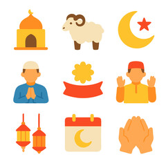 Adha mubarak icons nine icons for creative projects, suitable for posters, social media, websites, and festive designs.
